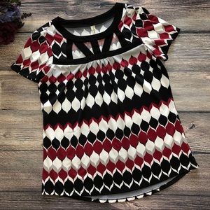 Boutique Cage Neck detail short sleeve blouse Med